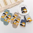 5 пар, высокое качество, женские милые носки, весна-осень, забавные носки с животными, модные женские хлопковые носки до щиколотки с щенком