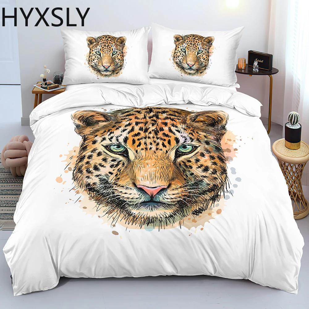 3D Beddings Animal Design Quilt Cover Sets Leopard Comforter Covers and Pillow Case Full Twin Double King Queen Size Home Decor images - 6