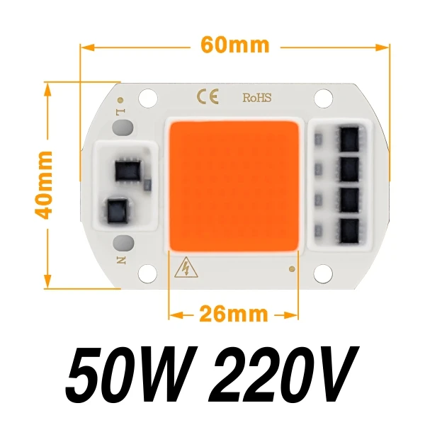 50W Grow Light AC220V 5 шт./лот светодиодный шарик 50 Вт 30 Вт 20 Вт Холодный белый Теплый белый свет для выращивания COB чип высокой яркости для домашнего прожектора прожектор DIY - Цвет: 50W Grow Light