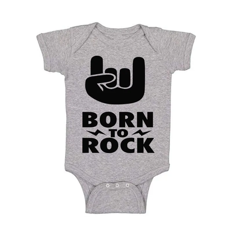 Gray Culbutomind Born To Rock/черный хлопковый боди с короткими рукавами для малышей; одежда для маленьких мальчиков и девочек; забавная Одежда для новорожденных - Цвет: Gray