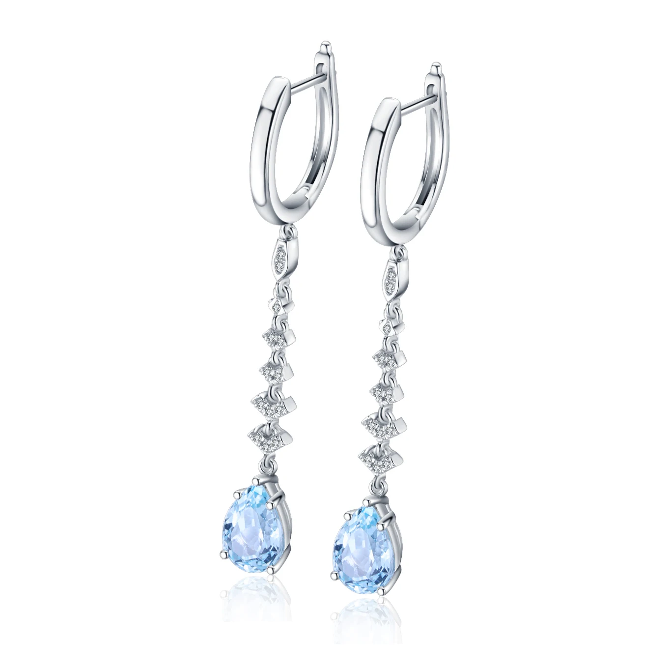 

Zhanhao Luxury Jewelry 21524 Fashion Style Sterling Silver 3.07ct Lab Grown Aquamarine Gemstone Pendant Earrings
