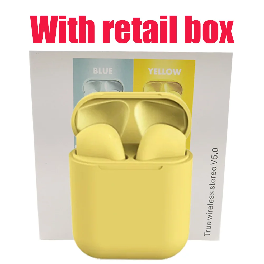 Оригинальные inpods 12 Беспроводные наушники i12 tws наушники Macaron 12 inpods 12 i12 tws наушники для смартфона PK i7 i11 i14 TWS - Цвет: Yellow
