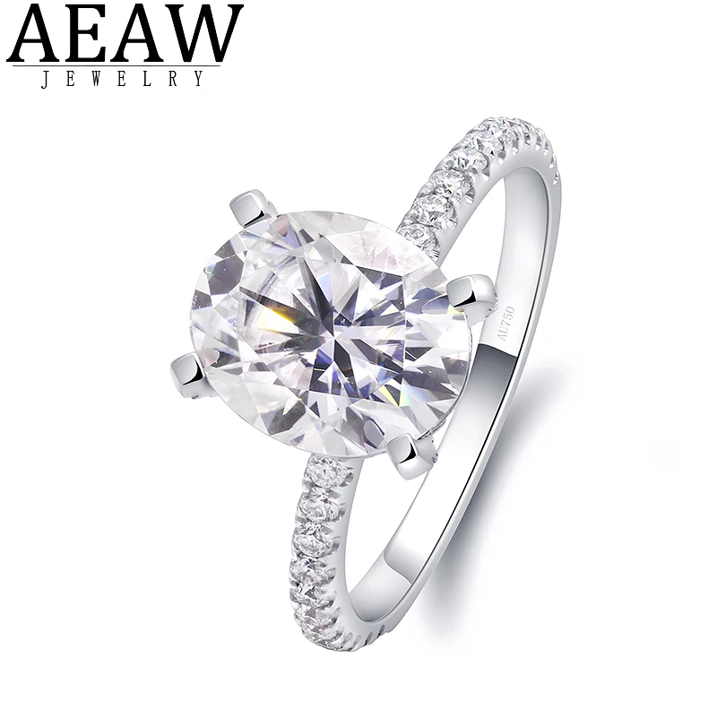 

D Color 3.0carat CT 8X10mm Moissanite Engagemetn Halo Ring Prong Setting with Moissanite Eternity Solid 14K White Gold or Silver