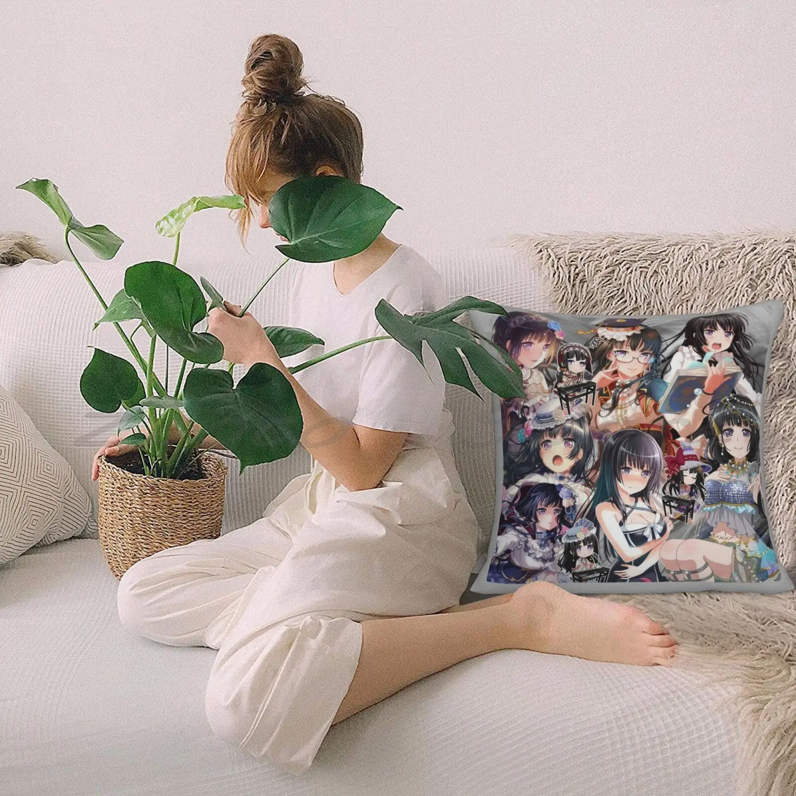 Rinko Shirokane Explosion! Pillowcase Lettering Throw Pillow Cover Cotton Flax Plush Pompom Bandori Bang Dream Girls | Дом и сад