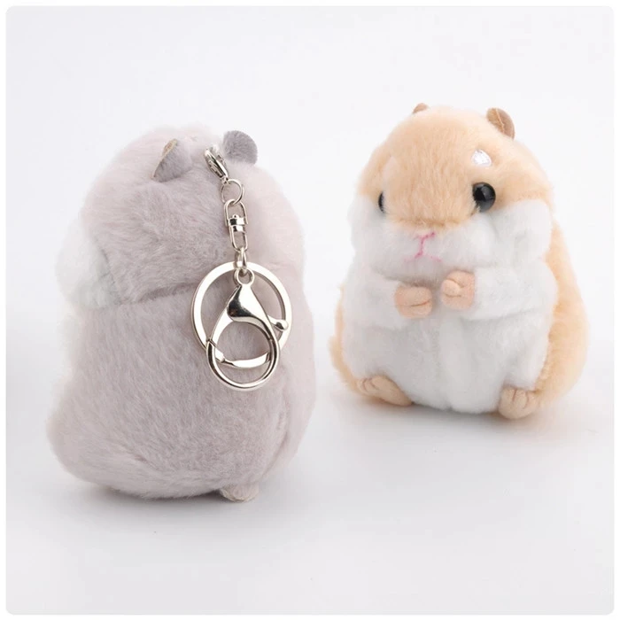 

Mini Plush Hamster Keychains Toys Stuffed Hamster Faux Rabbit Fur Pompom Fluffy Trinkets Car Handbag Pendant Key Chian Ring Hold