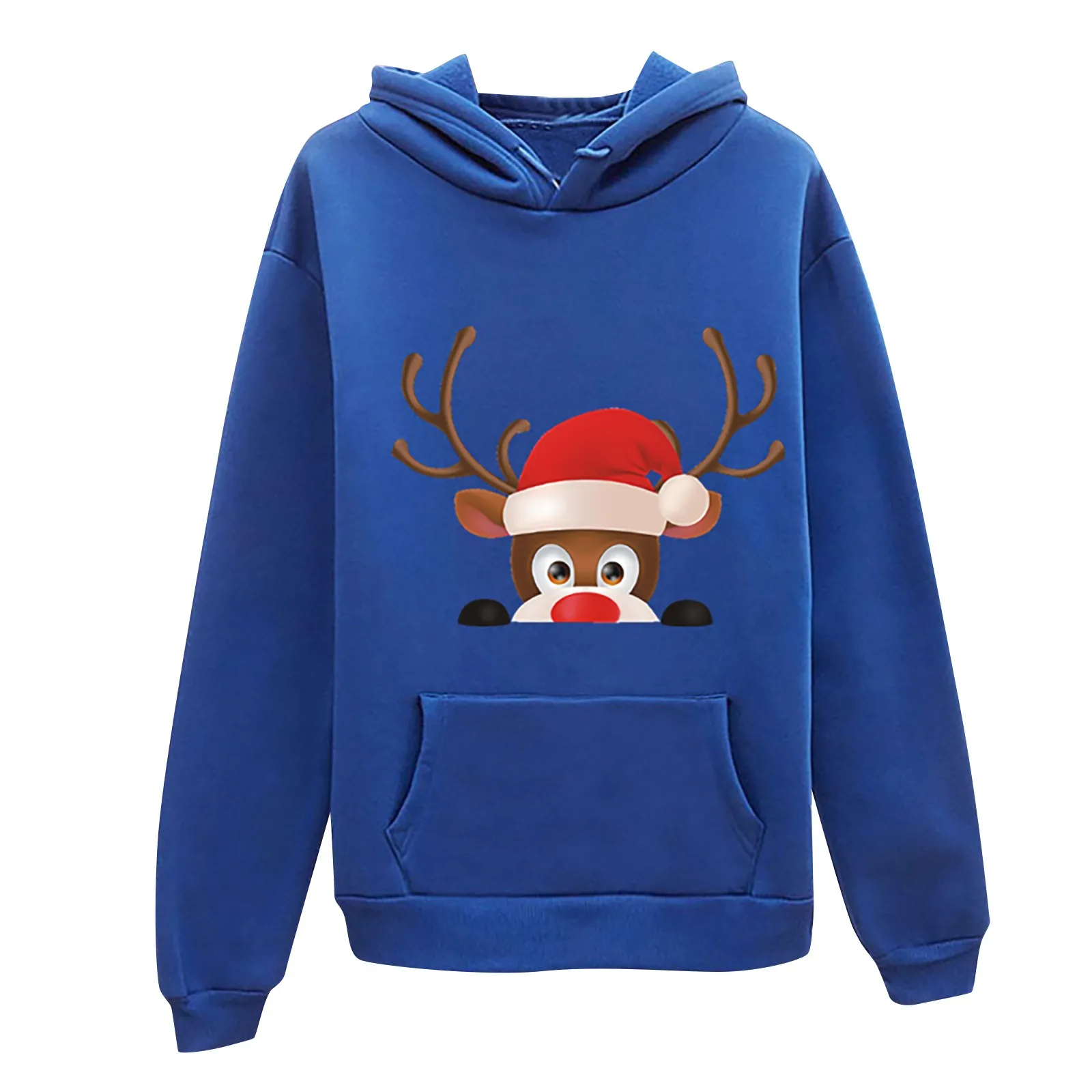 Women Autumn Winter Warm Long Sleeve Hooded Tops  Deer Head Print Hoodie Christmas Sweatshirt Pullover