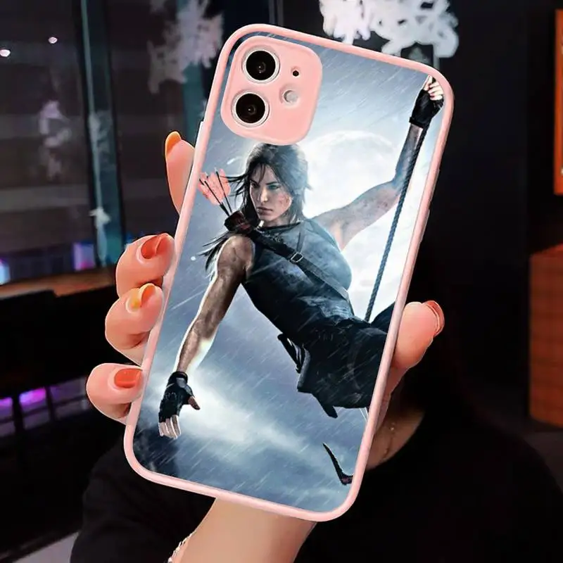 

tomb raider ps4 sticker Phone Cases Matte transparent For Pink iPhone 12 Mini 11 Pro XR XS Max 7 8 Plus X Back Cover