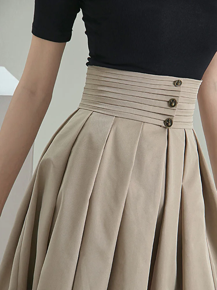 LANMREM Женская юбка абрикосового цвета 2023 ВЕСНА Новинка Высокая талия