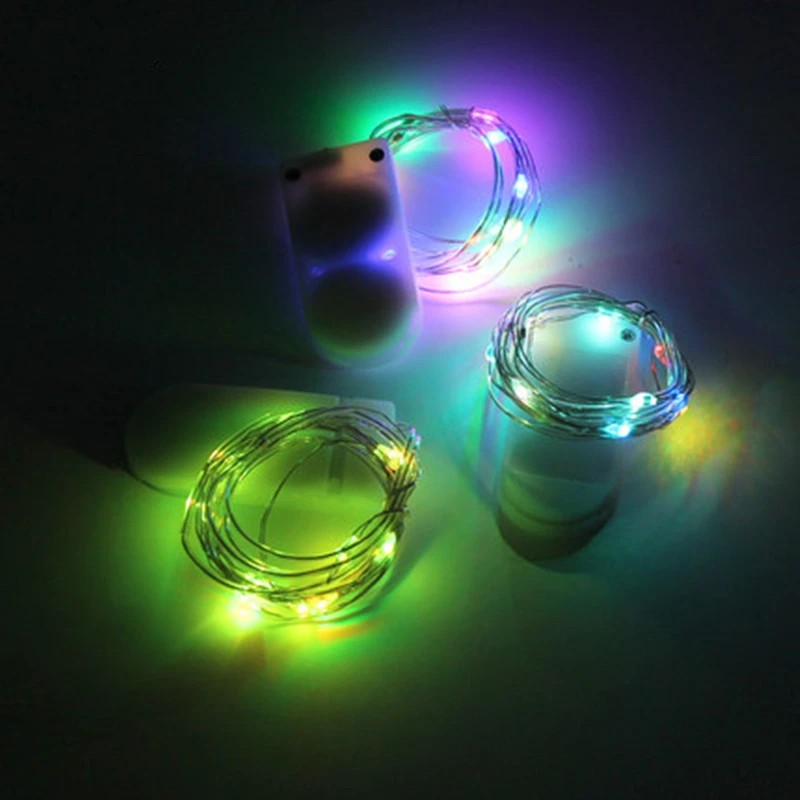 

2M 20-LED copper wire string, button battery light string for glass craft bottle wedding decoration Christmas string