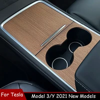car central control wood grain panel patch anti scratch sticker cover inter decoration for tesla model 3 y 2021 car accessories