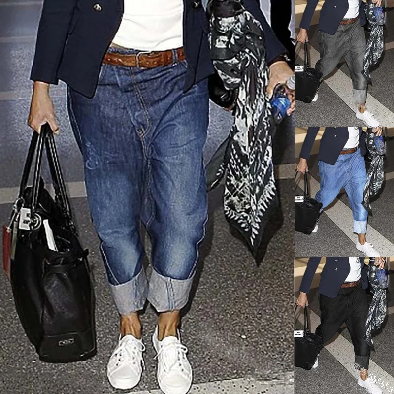 

Lugentolo Loose Blue Jeans Mens Casual Baggy Pants Spring Summer Fashion Street Cross-Pants Plus Size Mid Waist Jeans for Men