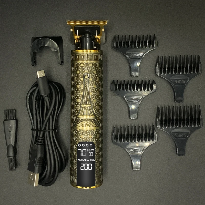 

T Hair Clipper Electric hair trimmer Cordless Shaver Trimmer 0mm Men Barber Hair Cutting Machine chargeable timer beard cutter 5