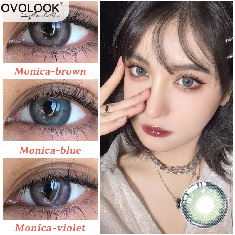 ovolook 2pcspair colored lenses for eyes natural pupil color contact lenses prescription lens for vision correction yearly use free global shipping