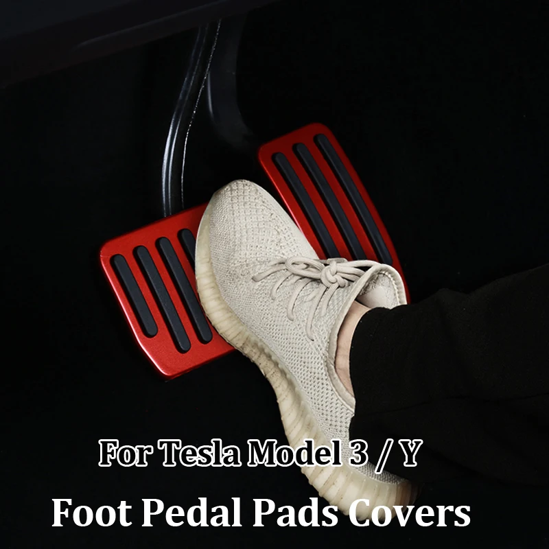 

Автомобильные ножные педали для Tesla Model 3 Y 2016-2021 из алюминиевого сплава педаль газа акселератора тормоза накладки коврики для стайлинга Неск...