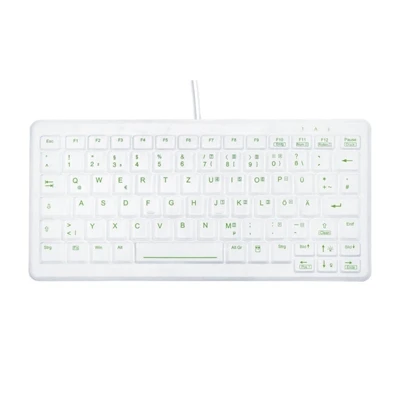 melhor Lavável Desinfetável Teclado De Tamanho Reduzido Chave Ativa AK-CB4110F Usb Backlighted Branco