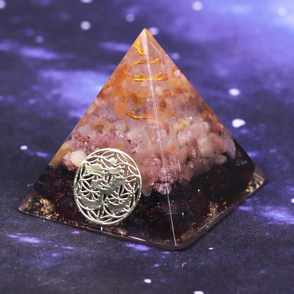 Натуральный кристалл клубники Orgone преобразователь энергии Orgonite Пирамида