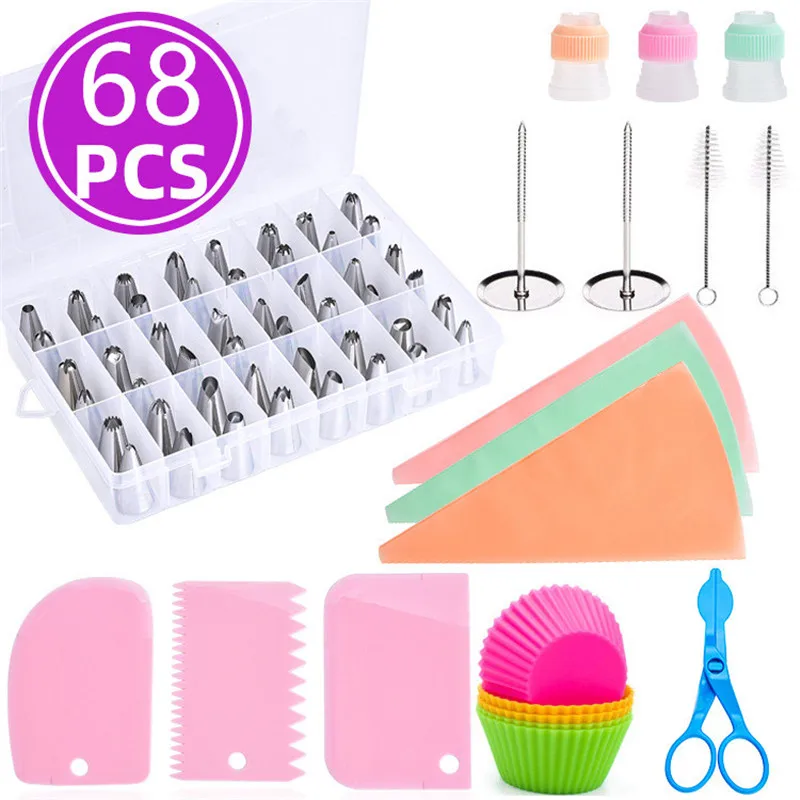 Новый 68 шт./компл. кондитерского мешка с насадками глазировки наконечник