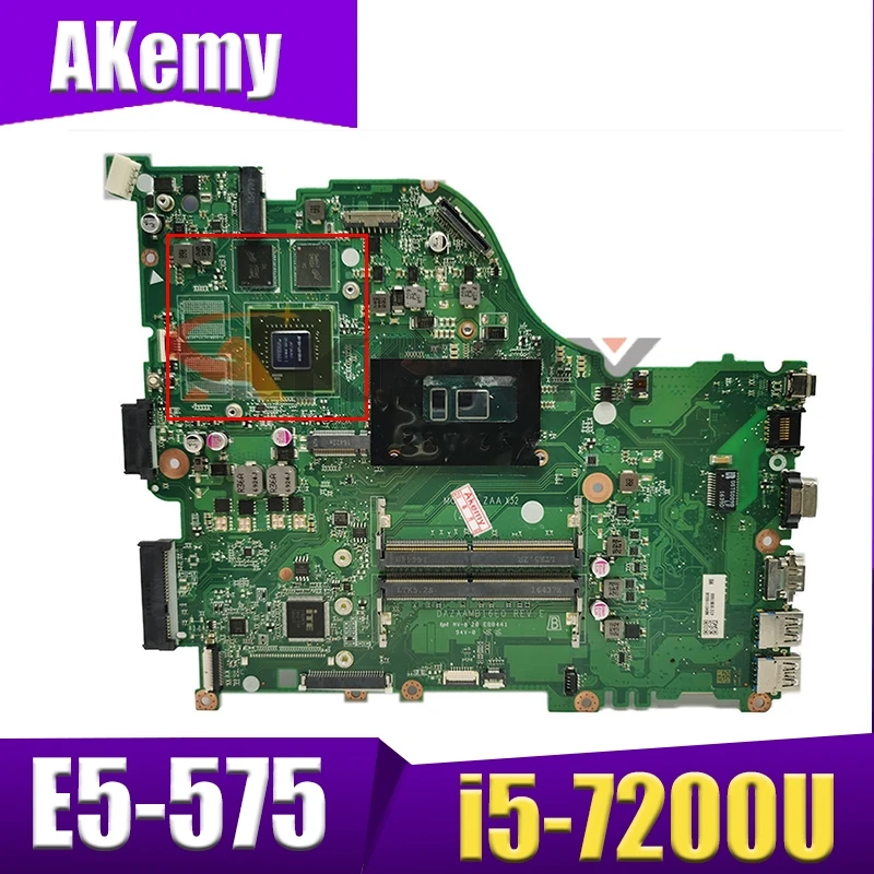 

Akemy Laptop Mainboard For ACER Aspire E5-575 i5-7200U Motherboard DAZAAMB16E0 SR2ZU N16S-GT1-KA-A2 2GB DDR4