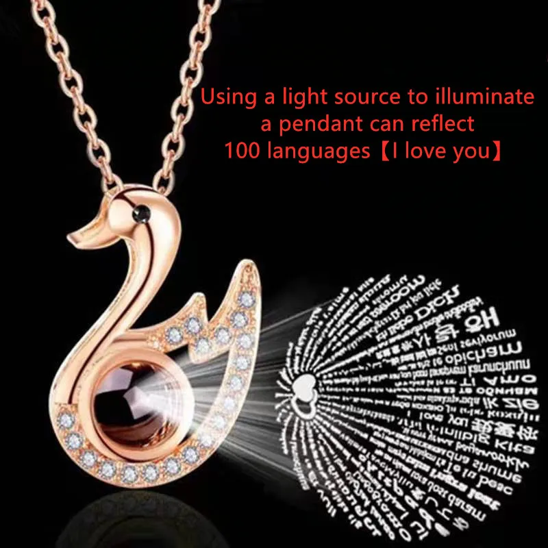 

100 Languages I Love You Necklace 100 Languages Heart Love Necklace Love Memory Projection Pendant Necklace for Women Gifts