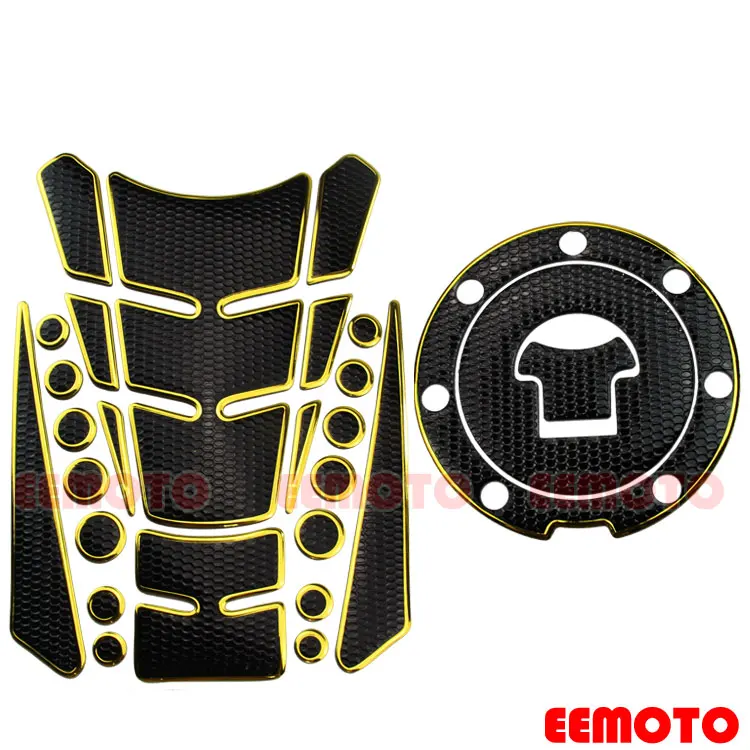 Type C Golden Топливный бак мотоцикла Pad Protector газа Кепки Pad Переводные картинки Honda CB CBR 400 600 919 929 954 1000 1300 RR RC51 SP1 SP2 - Цвет: Type C Golden