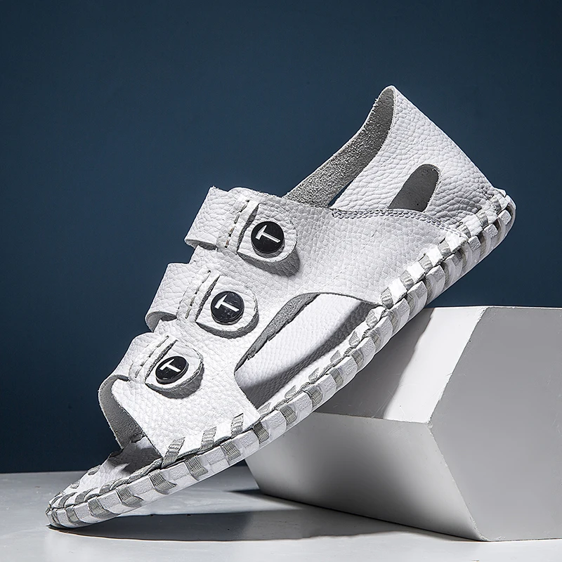 

Mens Casual Shoes 2021 Spring New Products Lightweight Leather Fashion Sandals Outdoor Non-slip Wear-resistant Shoes Comfortable