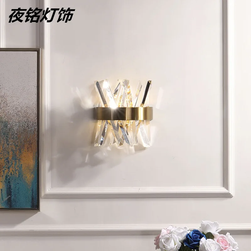 Modern Bedroom Bedside Light Lamp Decor Crystal Wall Lamp Simple Living Room Home LED Wall Sconce Gold Light  Luminaria ZM1012