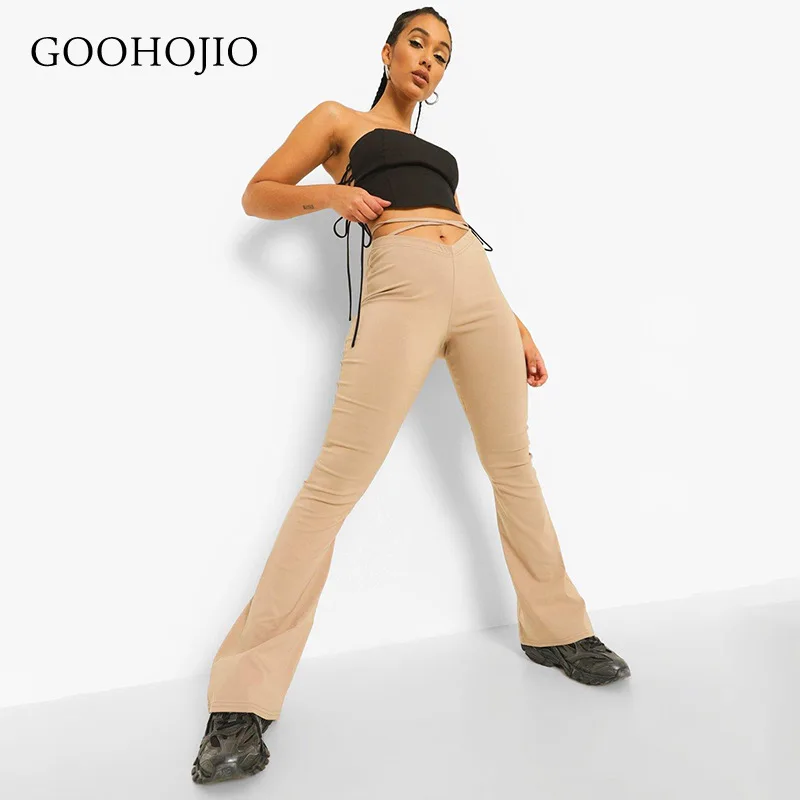 

GOOHOJIO 2021 New Spring and Autumn Fashionable Women Tight Sexy Pants Casual Flared Pants Women High Waist Trousers for Ladies