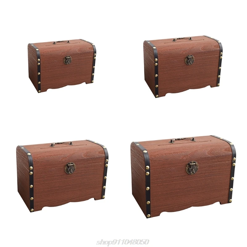 Деревянная Копилка в стиле ретро с замком для хранения денег ювелирных изделий