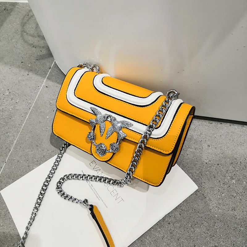 

Chain Swallow Bag Female 2021 New Retro Paelled Small Square Bag Brand Designer Shoulder Bag Messenger Hand Bags Purse Gg Luis