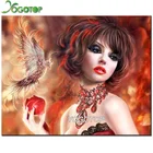 Красивая Алмазная мозаичная картина с кристаллами, сделай сам, узор, алмазная вышивка, красная женщина и птица, ведьма, домашний декор, искусство YY2522