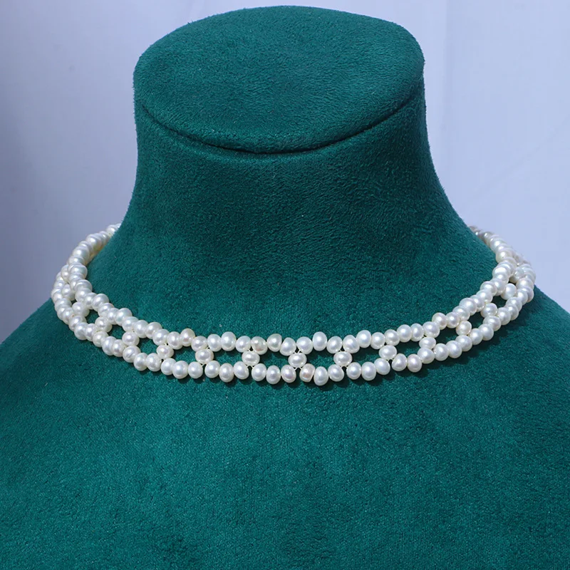 

Geometric freshwater pearl necklace women 210326-39