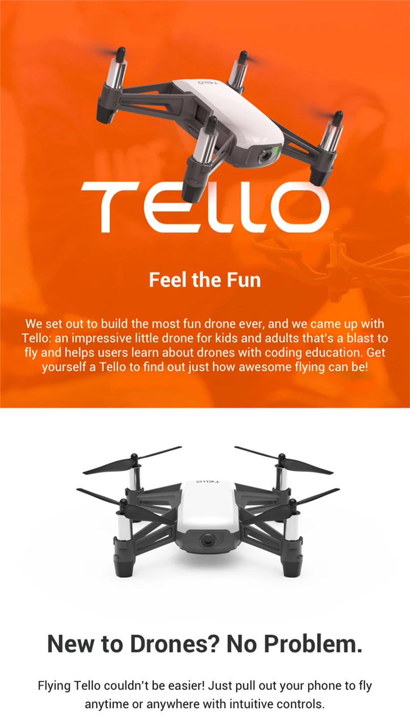 DJI Tello мини-Дрон 720P HD камера передачи приложение дистанционное управление складная игрушка плоскость FPV RC Квадрокоптер с EZ снимками