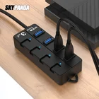 4-портовый концентратор USB 3,0 с регулируемым управлением 3060120 см, Кабель с разъемом 5В 2A, usb-разветвитель питания для ноутбука, настольного жесткого диска