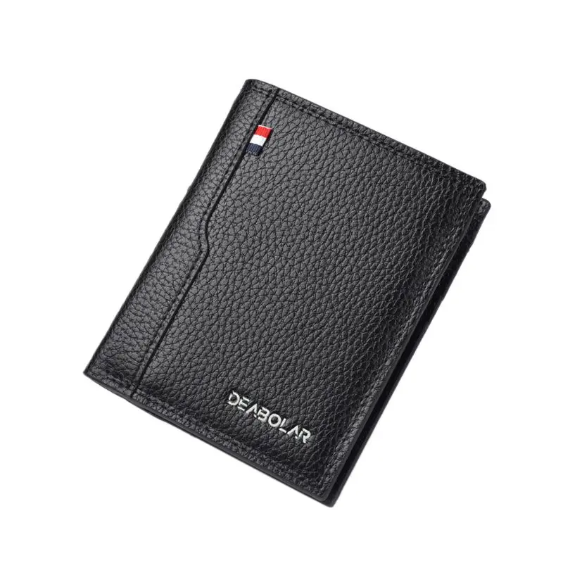 3TT701899-BK2 Мужской короткий кошелек из искусственной кожи, держатель для кредитных карт, водительская лицензия, клатч, двойной карман, кошелек F42A - Цвет: 3TT701899-BK2