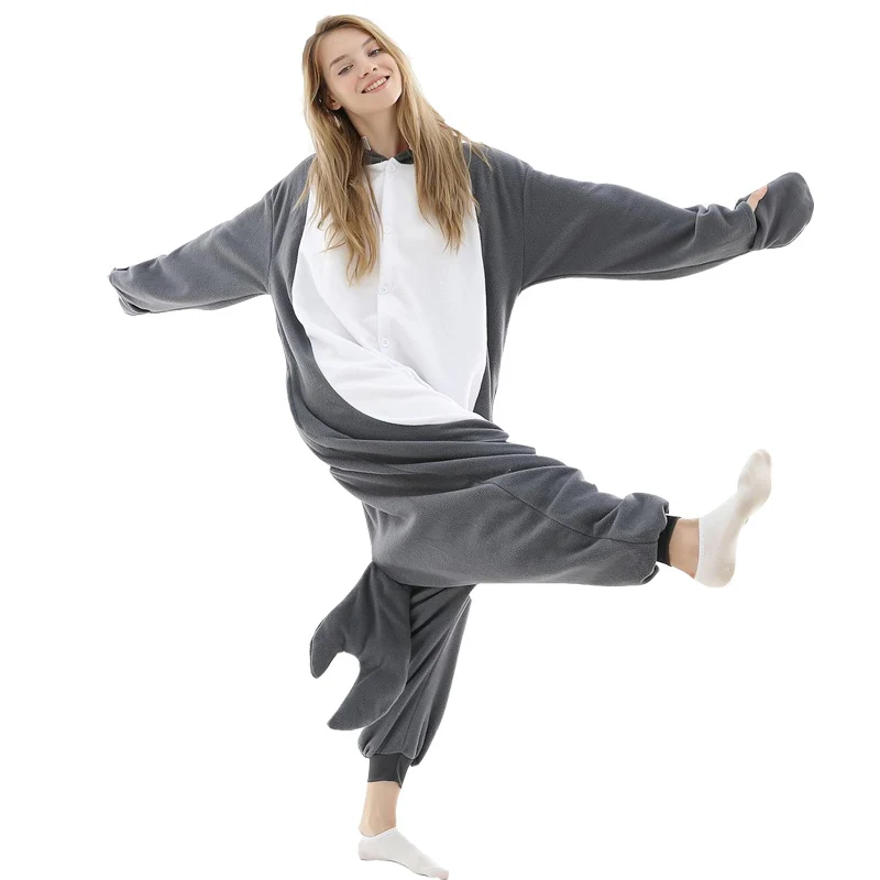 Флисовый комбинезон для взрослых женщин Акула мультфильм Животные косплей