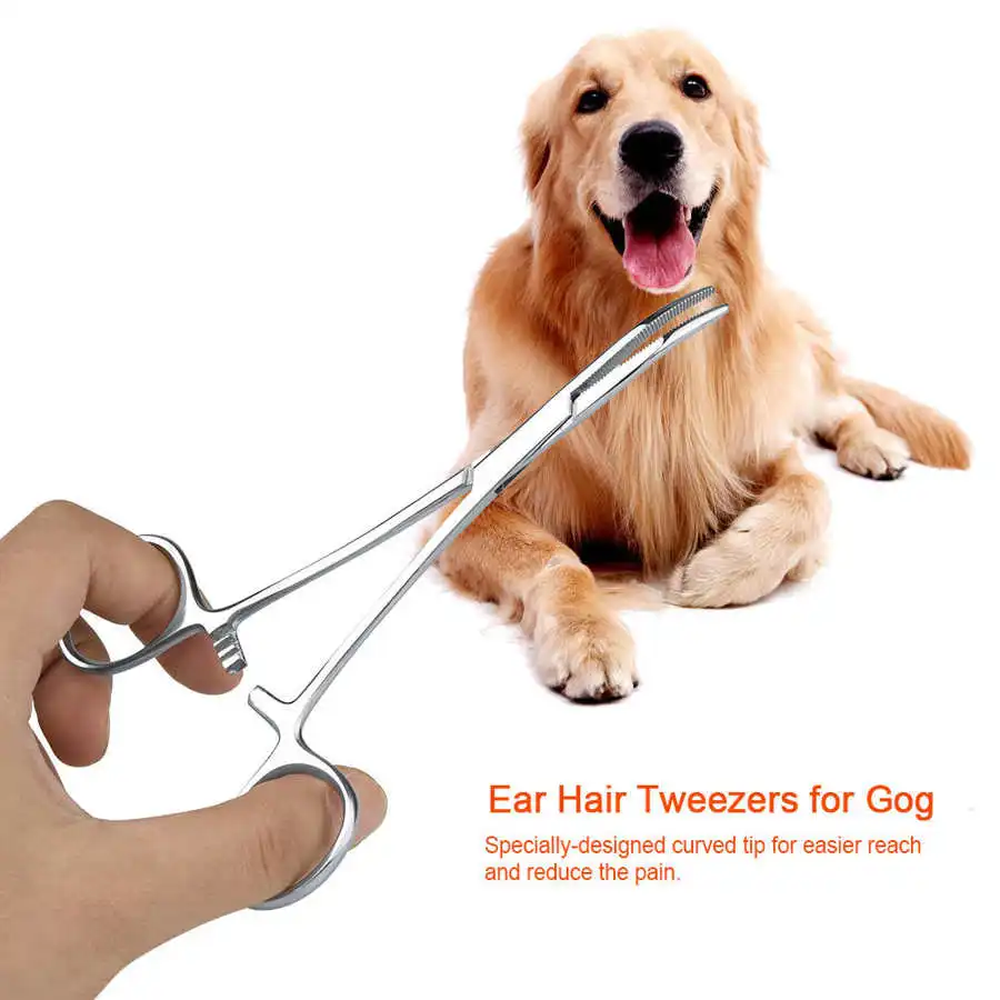 Pet Cat Dog Hemostasis & Hair Removal Tweezers Ear Cleaning Clamp Needle Seat For Pet Hair Cleaning Ear Hair Tweezer Hand Tool