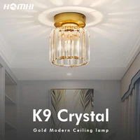luxury lighting for living room crystal ceiling light k9 gold round nordic decoration loft balcony entrance light hzl 080 kc