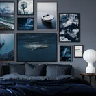 Абстрактная волна, медуза, Одуванчик, Кит, настенная живопись, холст, скандинавские плакаты и принты, настенные картины для декора гостиной