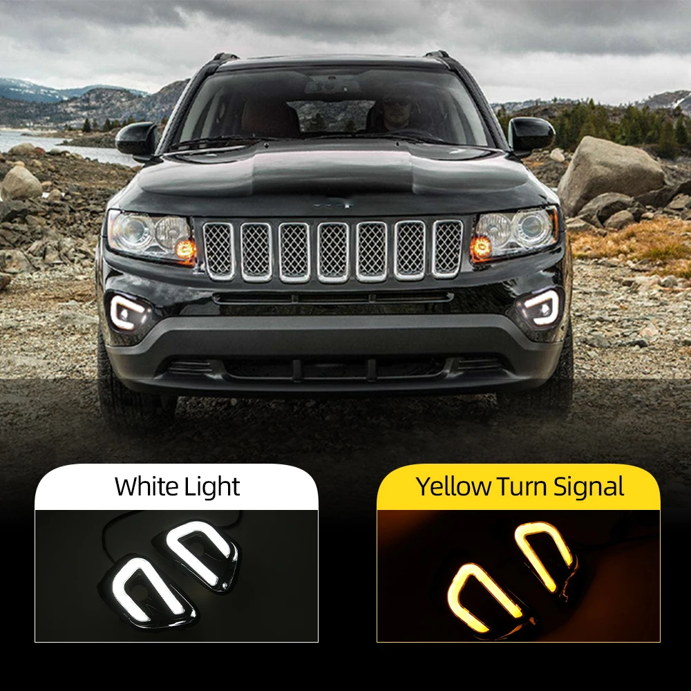 Автомобильная проблесковая для Jeep Compass 2011 2012 2013 2014 2015 2016 светодиодный DRL Дневной