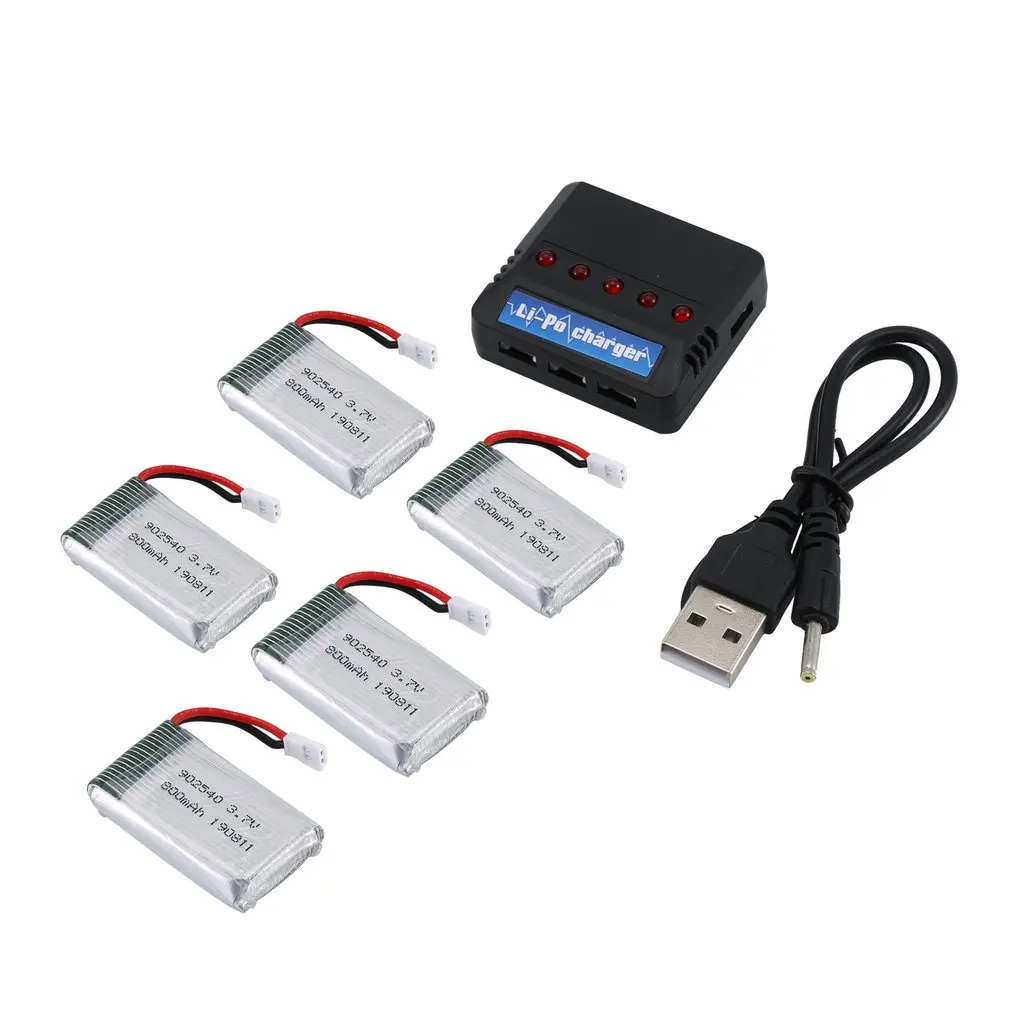5Pcs 3,7 V 800 мА/ч, Батарея для Syma X5 X5C X5C-1 X5S X5SW X5SC V931 H5C CX-30 CX-30W Дрон запасные Запчасти с 5-в-1 Зарядное устройство