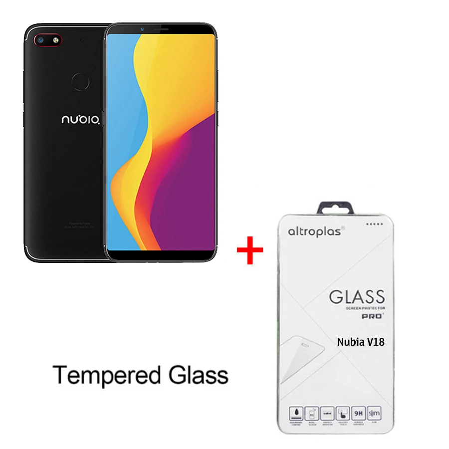 Глобальная Версия ЕС zte Nubia V18 UI 5,1 мобильный телефон 4 Гб+ 64 Гб 6,0" Snapdragon 625 Octa Core 18: 9 Полный Экран Face ID 4000 мАч 13MP - Цвет: Black N Temper Glass