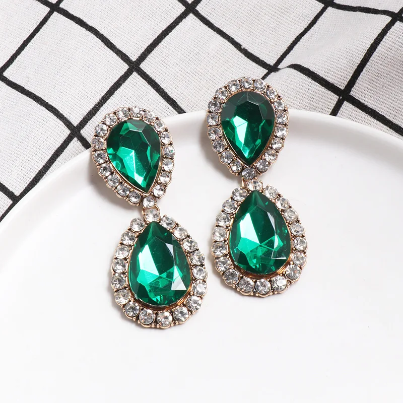 Классические красные черные зеленые синие желтые серьги в форме капли воды с