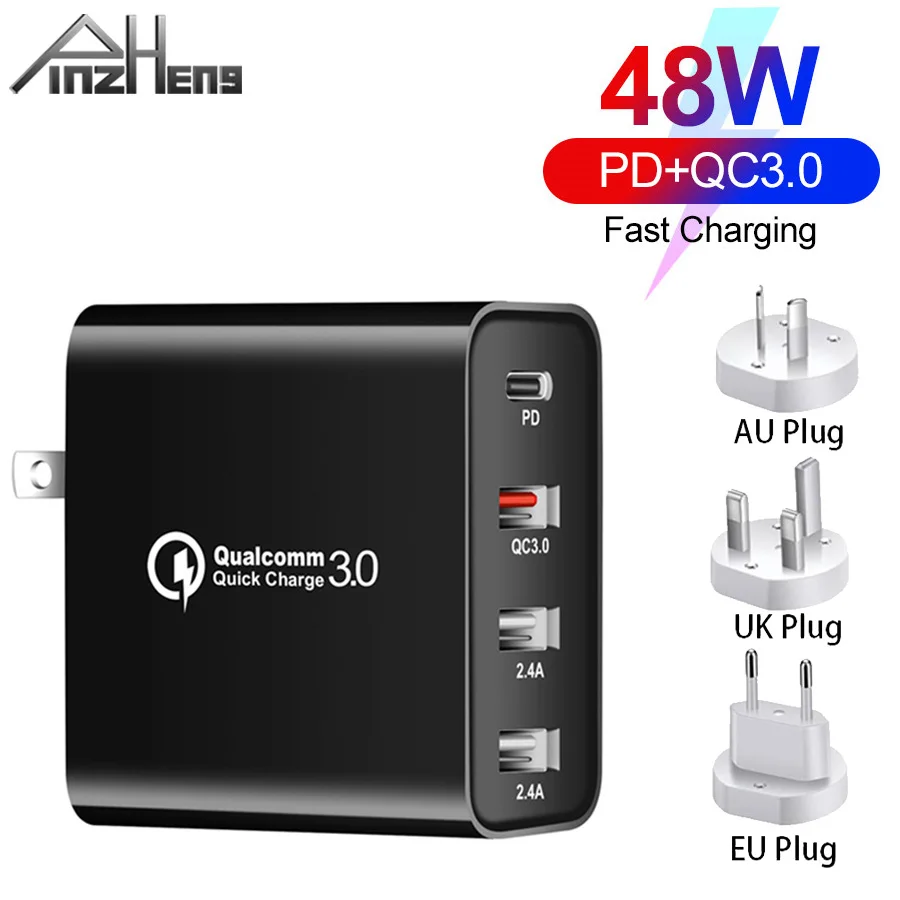 

Зарядное устройство PINZHENG с USB-портами и поддержкой быстрой зарядки, 48 Вт
