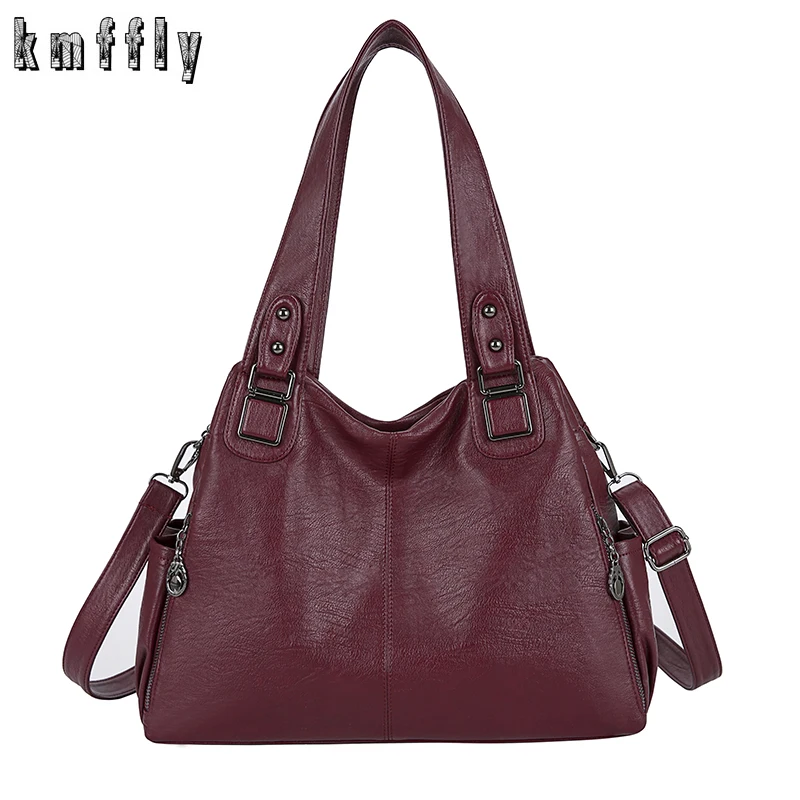 

Luxury Large Capacity Lady Bag Casual High Quality PU Leather Handbag Simple Shoulder Sac Girl Shopping Bag Six Colors Available