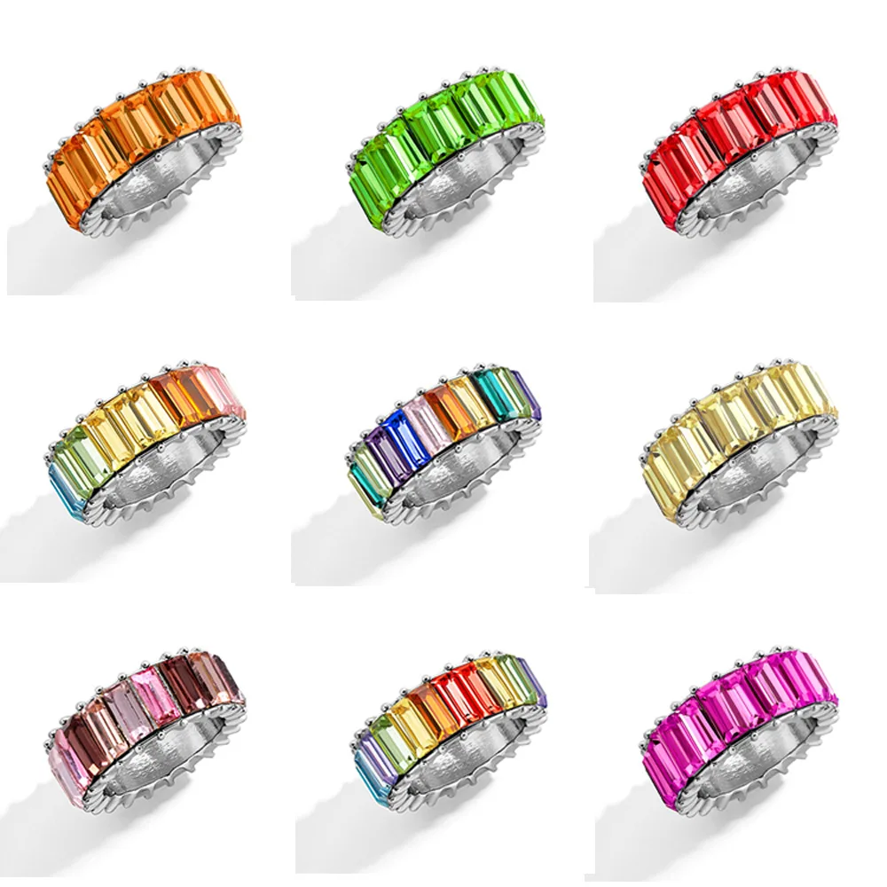 

Personality Color Rhinestone Big Wedding Rings for Women Girls Geometric Hyperbole Alloy Knuckle Rings