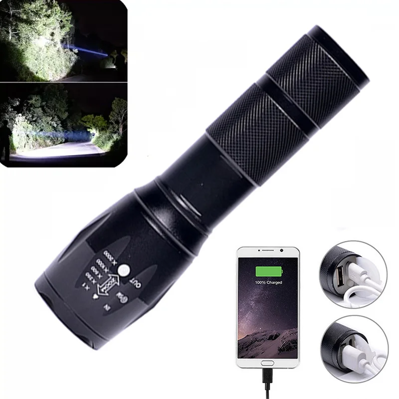 

T6 LED Flashlight Aluminum Alloy Portable Flashlight USB Rechargeable Outdoor Camping Tactical Flashlight Led Flashlight