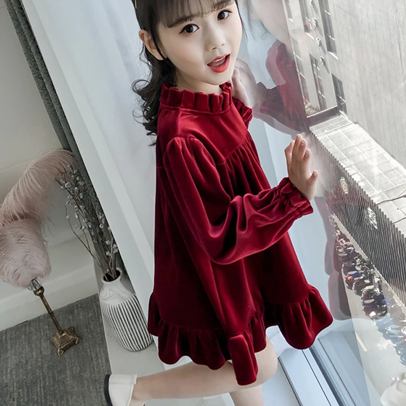 wine red Платье для больших девочек кружевные платья принцессы коллекция года, детская одежда бархатные платья для девочек-подростков, Vestido, Детские праздничные платья для детей возрастом от 10 до 12 лет - Цвет: wine red
