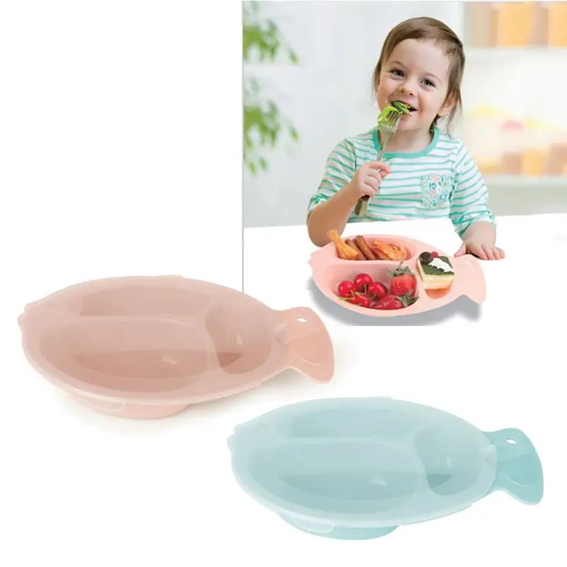 

Baby Feeding Food Tableware Cartoon Fish Kids Dishes Eating Dinnerware Anti-hot Training Plate