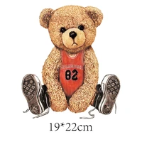cartoon bear vinyl heat transfer stickers on clothes iron on cute patches for childrens clothing t shirt appliques parches p
