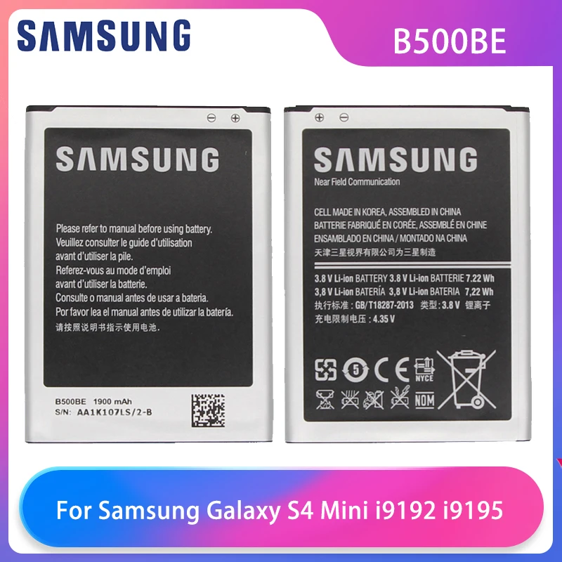 Оригинальный телефон Samsung Galaxy S4 Mini i9190 i9192 i9195 i9197 i9198 батарея B500BE B500AE 1900 мАч 4